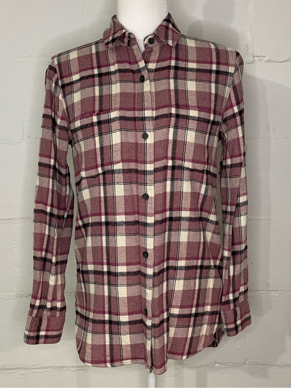 Madewell Pink and Cream Plaid Button-Down Shirt